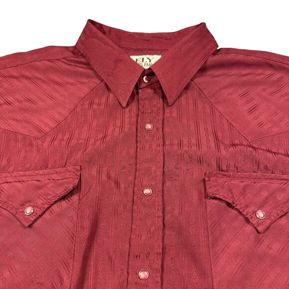 Pearl Snap Western Shirt Men's XXL Ely Cattleman Vintage Red Aztec Long Sleeve - Picture 2 of 8